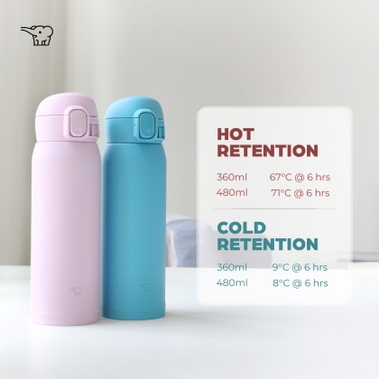 ZOJIRUSHI 0.36L/0.48L S/S ONE TOUCH FLIP-OPEN MUG - SM-WS-36/48