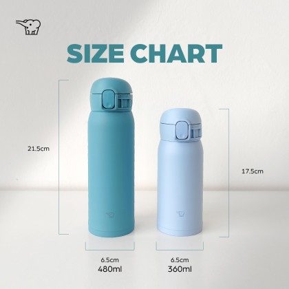 ZOJIRUSHI 0.36L/0.48L S/S ONE TOUCH FLIP-OPEN MUG - SM-WS-36/48