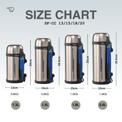 Zojirushi S/S Bottle With Cup (1.3/1.5/1.8/2.0L) SF-CC-13/15/18/20