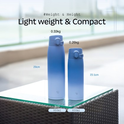 ZOJIRUSHI 0.60L/0.95L S/S ONE TOUCH FLIP-OPEN MUG - SM-VH-60/95