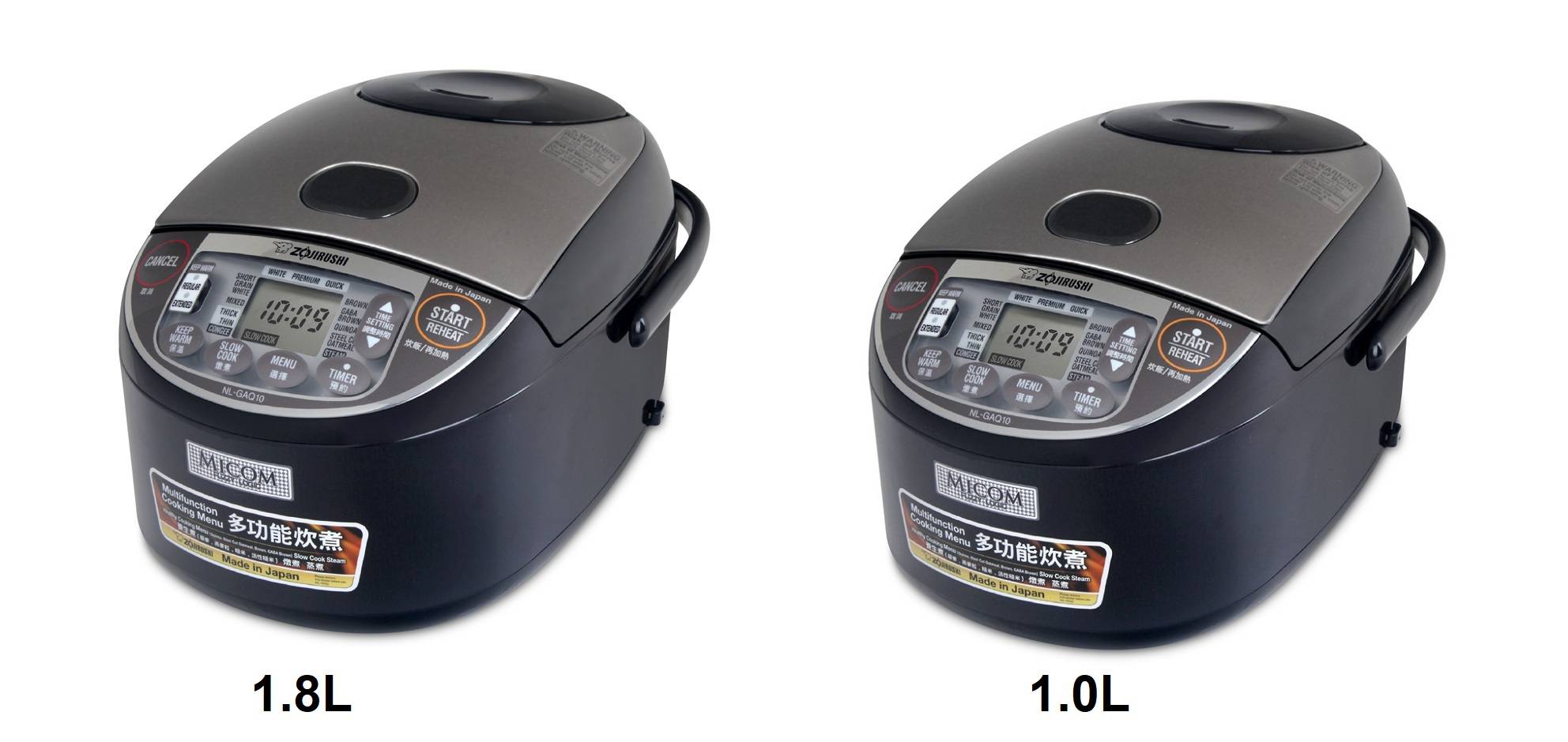 ZOJIRUSHI 1L/1.8L RICE COOKER & WARMER NLGAQ10/18